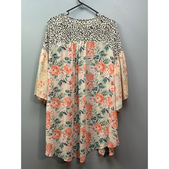 Umgee USA XL Kimono Duster Topper Cardigan Leopard Floral Boho Chic - Picture 2 of 7